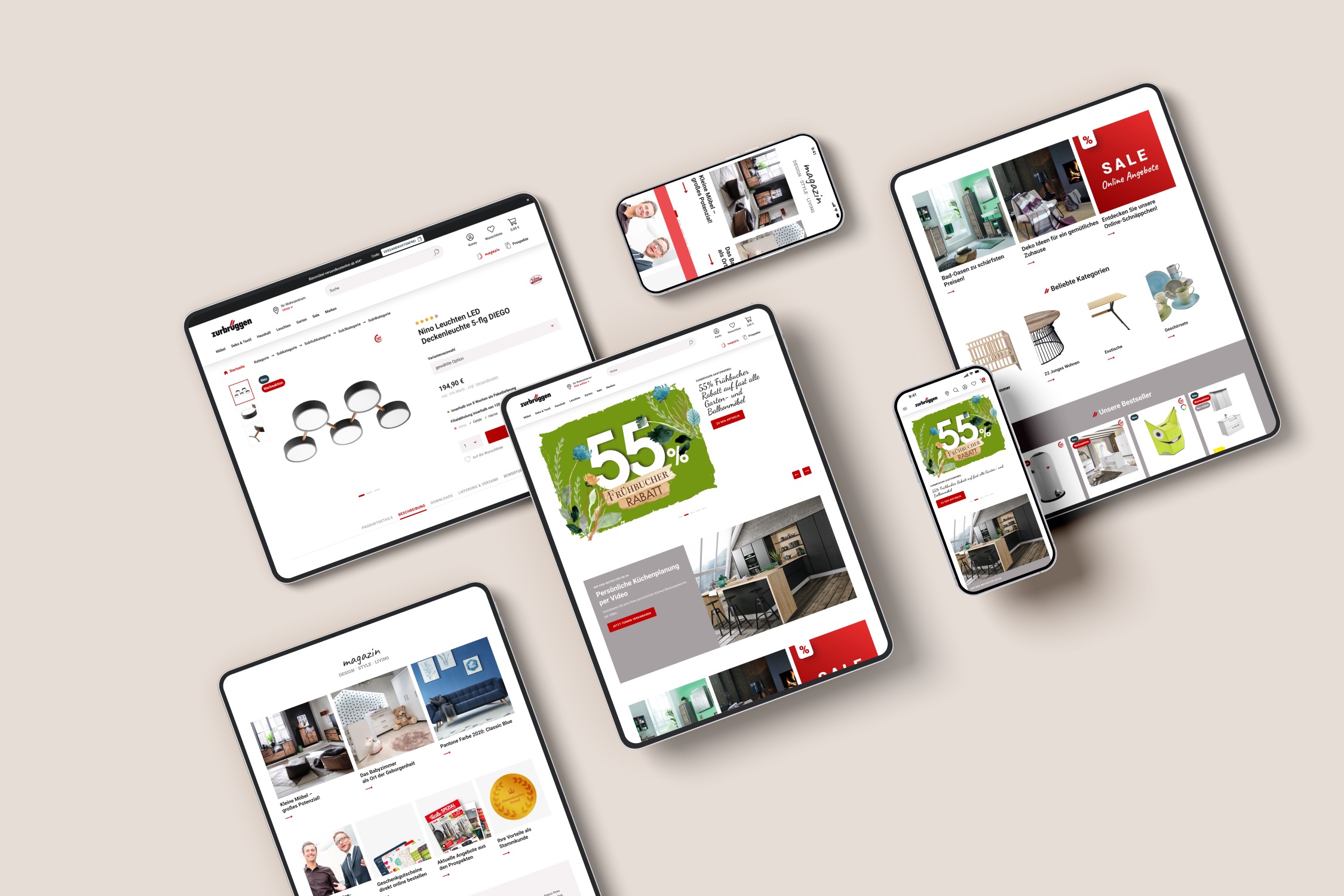 Omnichannel-Shop für ZURBRÜGGEN mit Blog-Integration, inspirativen Produktwelten und umfangreicher Filterlogik. Entwicklung durch pixolith.